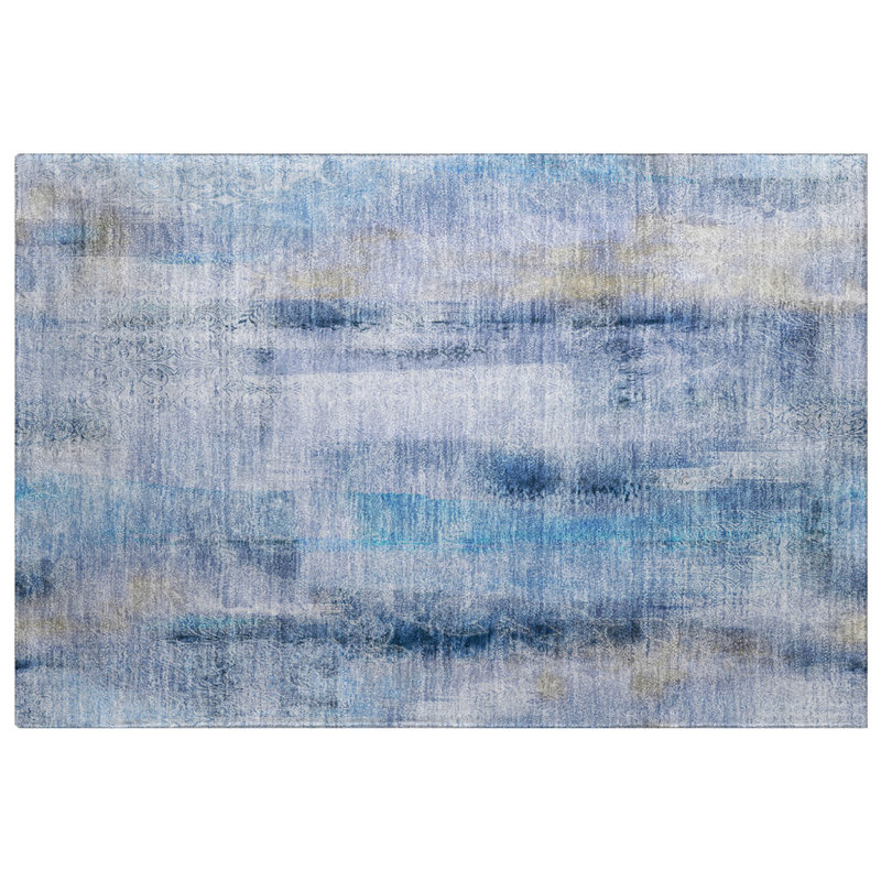 Tapis à poil long de qualité supérieure lavable à la machine ADS537, Bleu, 2 pi 6 po x 3 pi 10 po