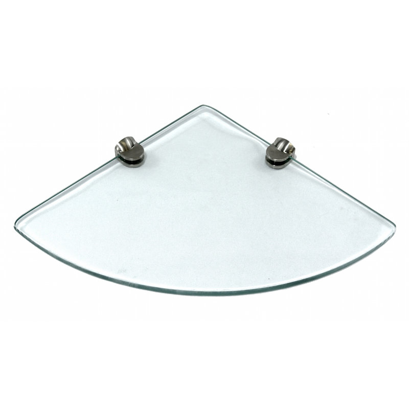 Tablette d'angle en verre Wrightstown, 0.2" H x 7" lx 7" p, Clair