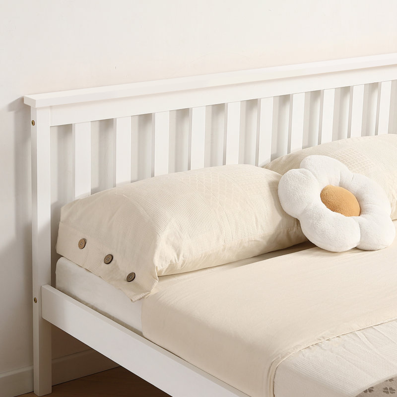 Shane Solid Wood Bed, White, Double (4'6)