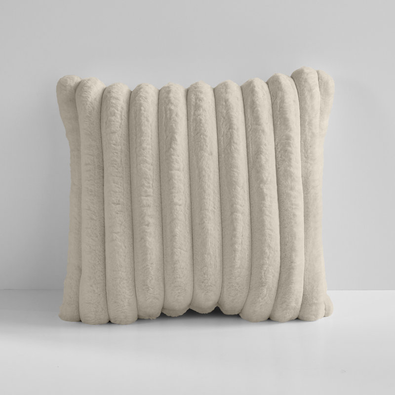  Faux Fur Throw Pillow, Tan, Square, 24"H x 24"W