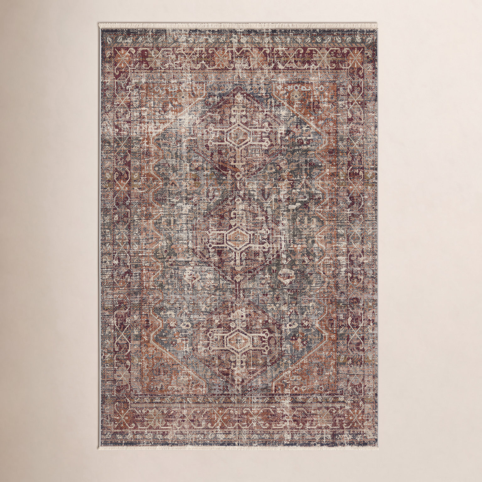 Clemente Red/Blue/Brown Rug, Rectangle 8' x 10'6"