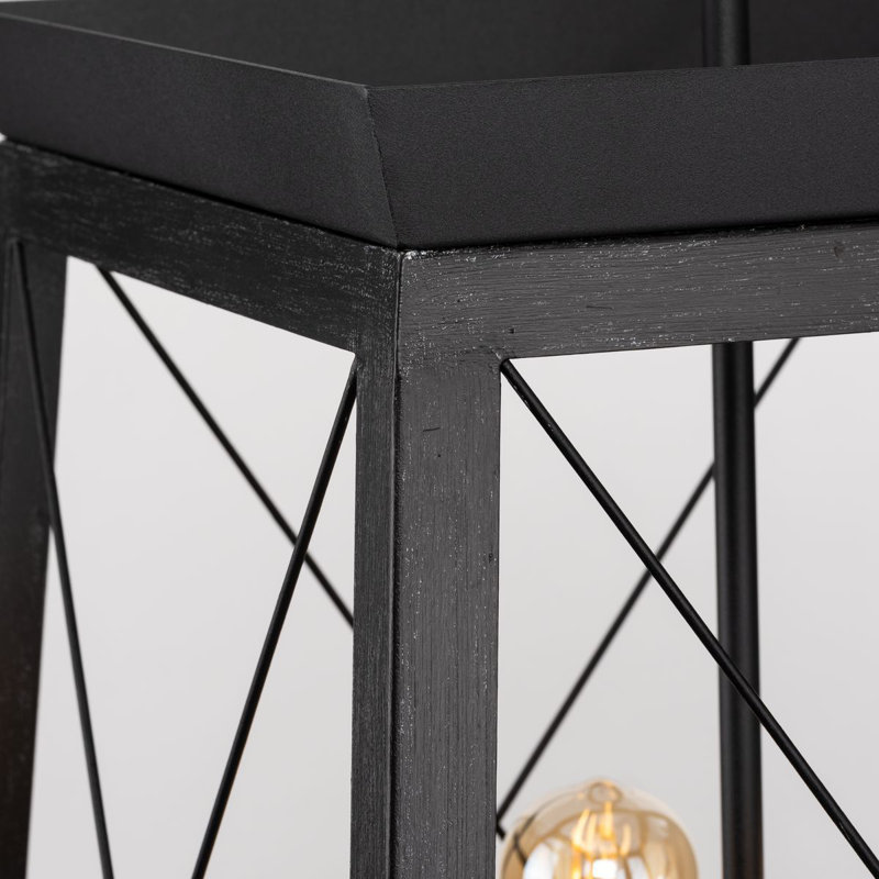 Lustre rectangulaire à 4 lumières Jamii-Leigh, Noir texturé