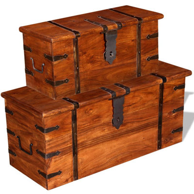 Storage Chest Decorative Storage Box with Lock for Bedroom Solid Wood