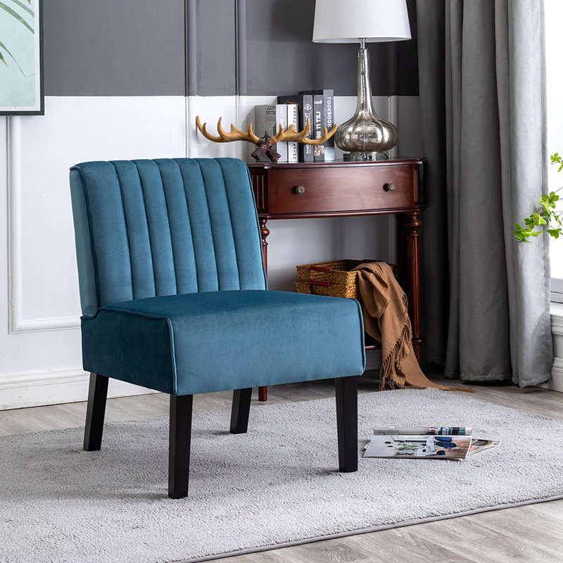Ensemble de 2 chaises d'appoint Mid-Century modernes au design minimaliste, avec un revêtement en velours élégant et des pieds en bois massif