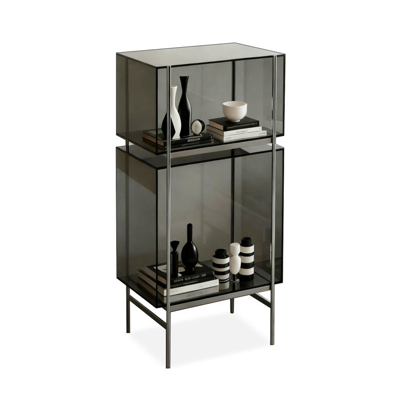 Gray Acrylic+Stainless Steel Display Cases, Gray