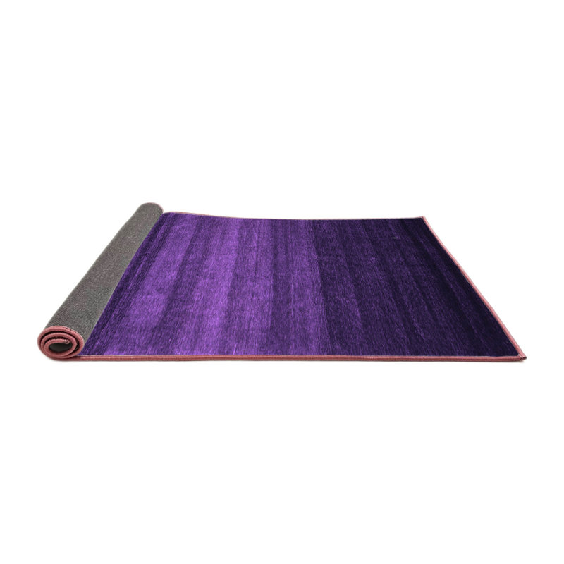Tapis abstrait en laine et polyester tissé à la machine à motif abstrait en mauve, Carré 7 pi