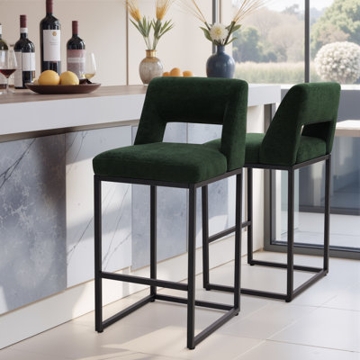 Tabouret de bar de comptoir 26 po avec dossier bas et siège en métal pour îlot de cuisine
