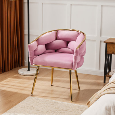 Claire Luxury French Weave Accent Chair With Metal Legs