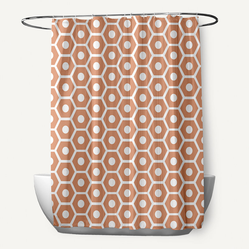 Rideau de douche simple géométrique Joshi, Orange
