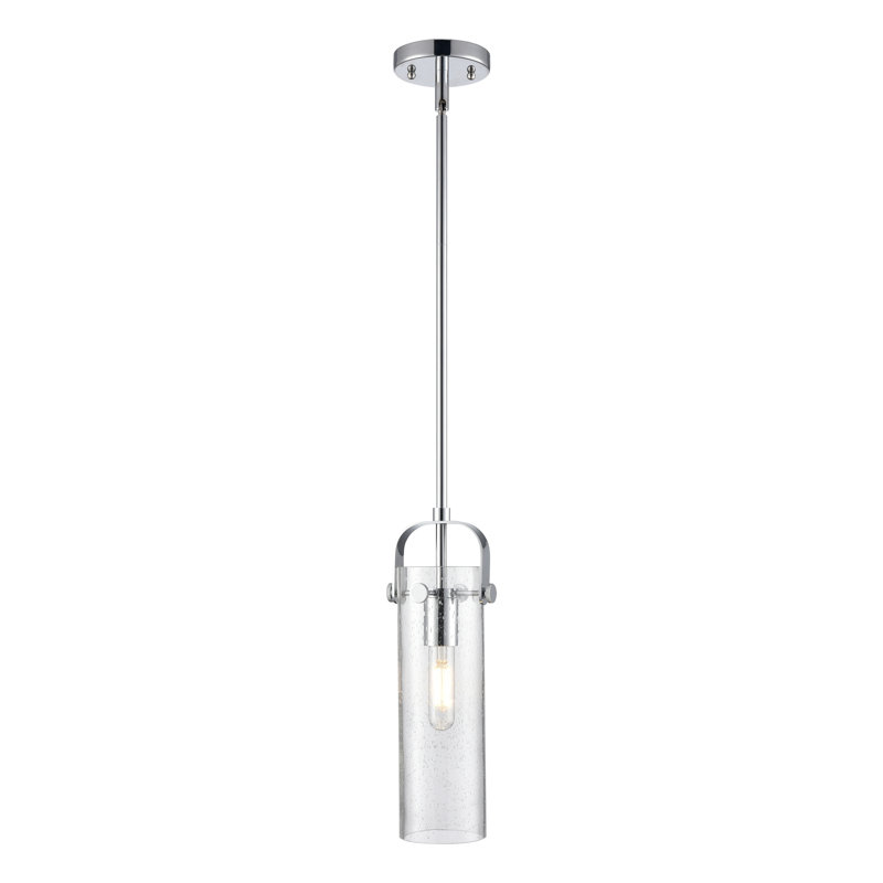 Luminaire suspendu à tige 1 lumière Shongopovi 12 po, H 14,5 po x l 5 po x P 5 po, Bullé, Chrome poli
