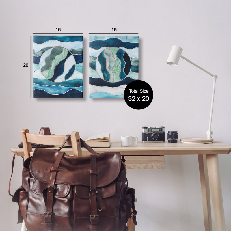  Nautical Stained Glass Style Abstract 2 PC Canvas Wall Art Set by Grace Popp, H 20 po x l 16 po
