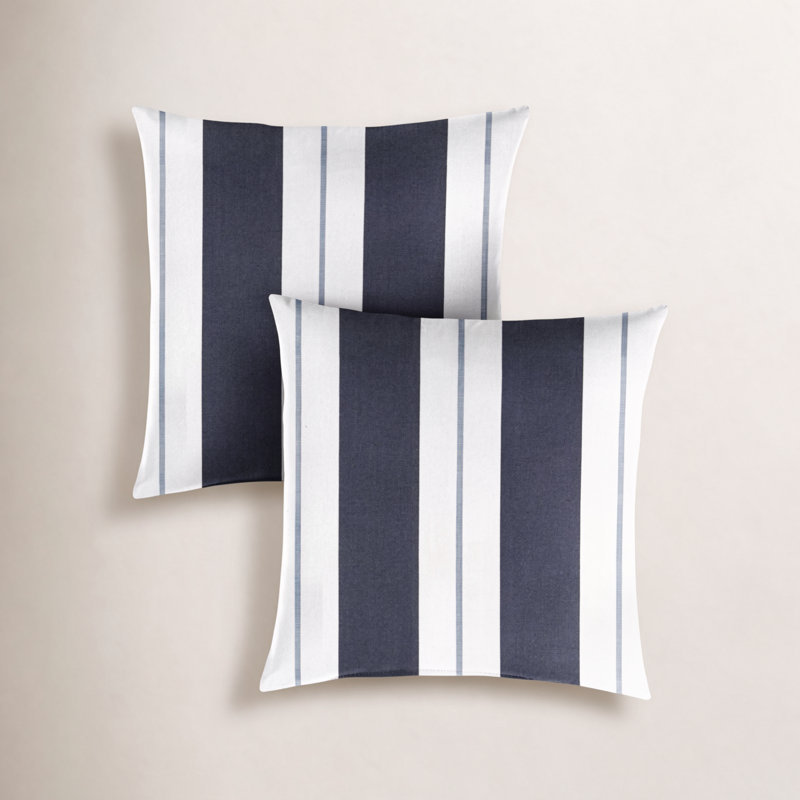 Deana Striped Sunbrella® Outdoor Reversible Throw Pillow, Black/White, 22" x 22"