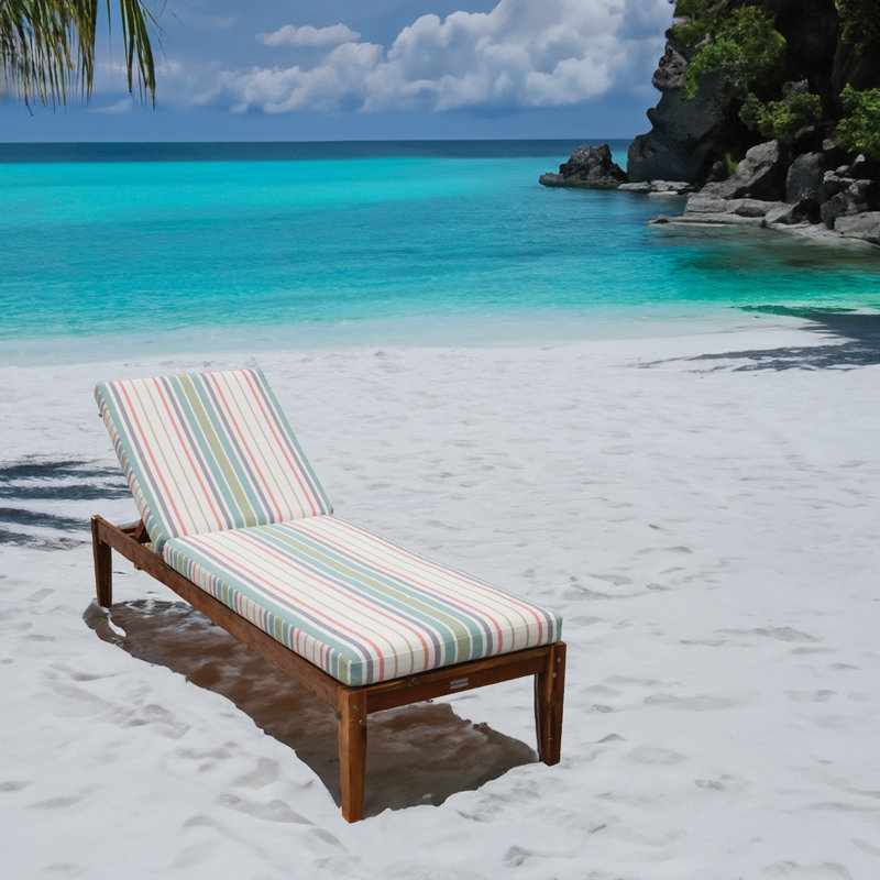 Coussin de chaise longue d'extérieur Tommy Bahama, rayé Sunbrella résistant à la décoloration pour chaises longues et fauteuils inclinables près de la piscine, l 24 po x L 49 po, épaisseur 2,5 po; dossier l 24 po x L 30 po, épaisseur 2,5 po, Bandeau pastel