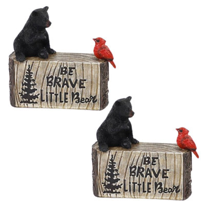 "2-PC Set" ICE ARMOUR 7 "Ours et cardinal sur bois Figurine Sculpture Sculpture Décoration d'ornement Maison / Chambre et Idées cadeaux parfaites pour la pendaison de crémaillère, les Fêtes et les Anniversaires