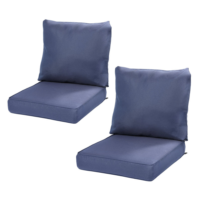  Ensemble de 2 coussins de siège / dossier d'extérieur, Navy Blue, L 24 po x P 24 po