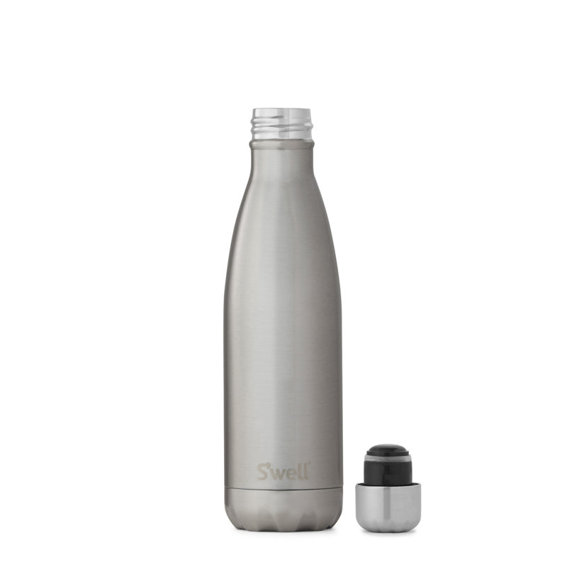 S'well Stainless Steel Water Bottle - 17 Fl Oz - Triple-Layered Vacuum-Insulated Containers, Silver, 17.oz