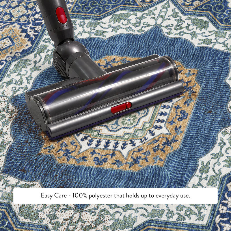 Tapis traditionnel lavable à la machine Premium, Marine, 1 pi 8 po x 2 pi 6 po