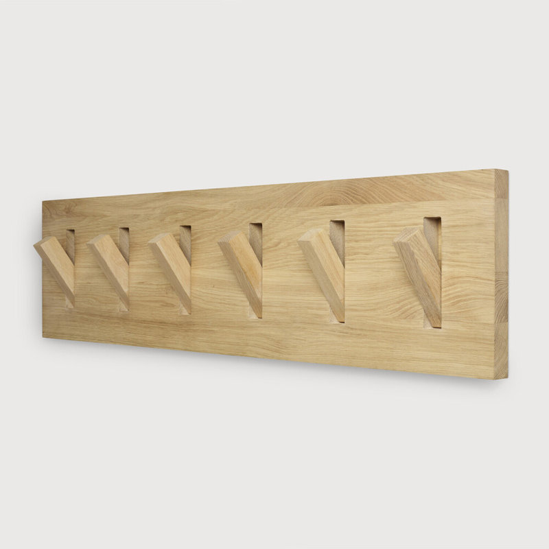 Utilitile 6 - Hook Wall Mounted Coat Rack, Natural Oak