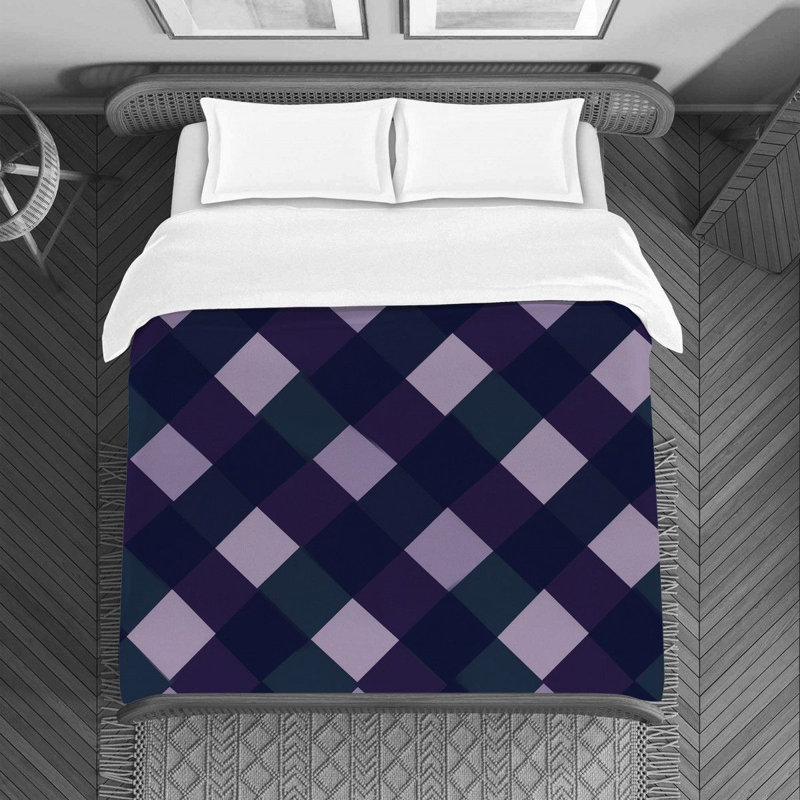 Housse de couette , Housse de couette pour lit simple, Marine / mauve