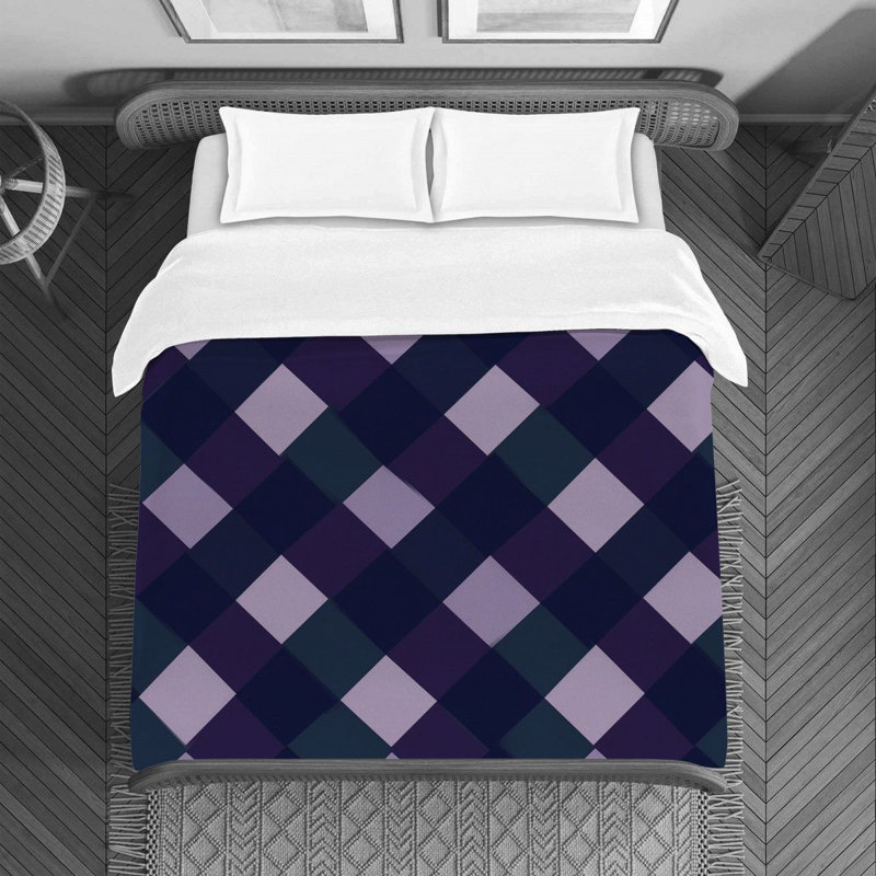 Machine Printed Duvet Cover, Twin Duvet Cover, Navy/Purple