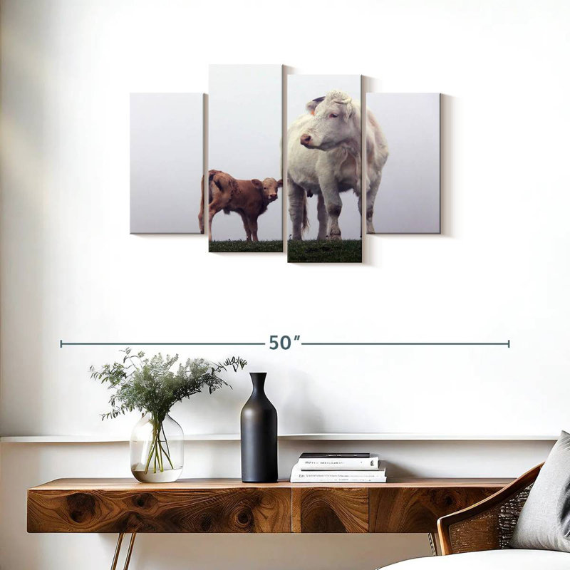 Brampt, mère et bébé vache, H 22 po x l 36 po