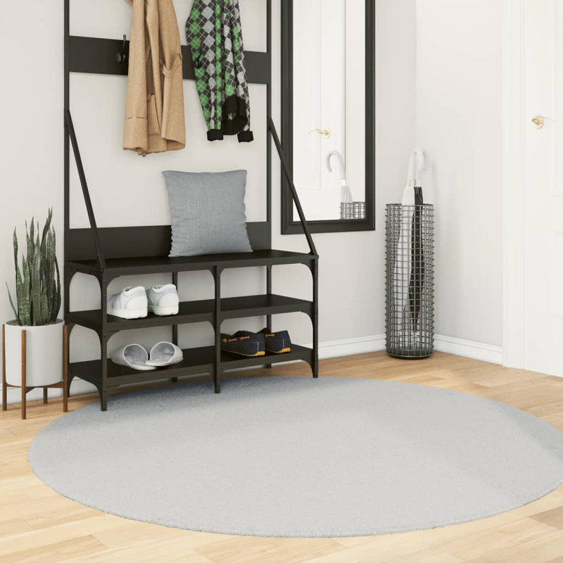 Rug "HUARTE" Short Pile Soft and Washable Grey, Round 160cm