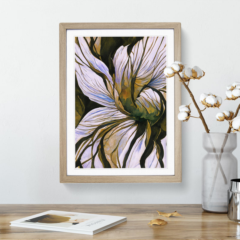 Floral Abstract No.2 - Single Picture Frame Print, 64cm H x 46cm W x 2cm D, Oak