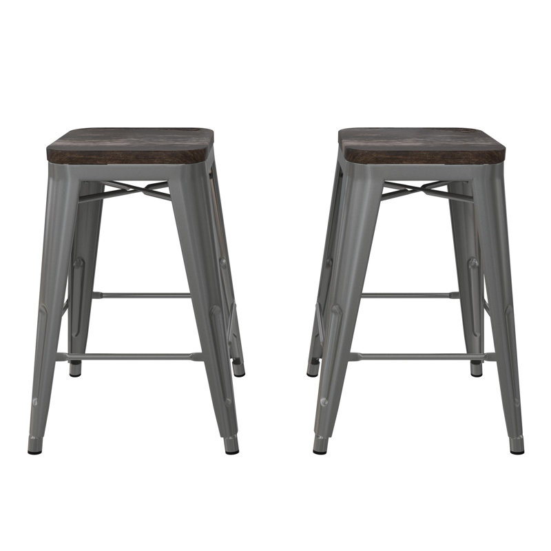 Counter Stool with Metal Frame, Counter Stool (24" Seat Height), Sliver