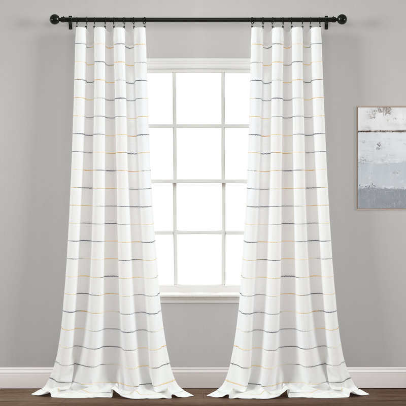 Paire de rideaux semi-transparents Reyna, Jaune/gris, l 40 po x L 95 po