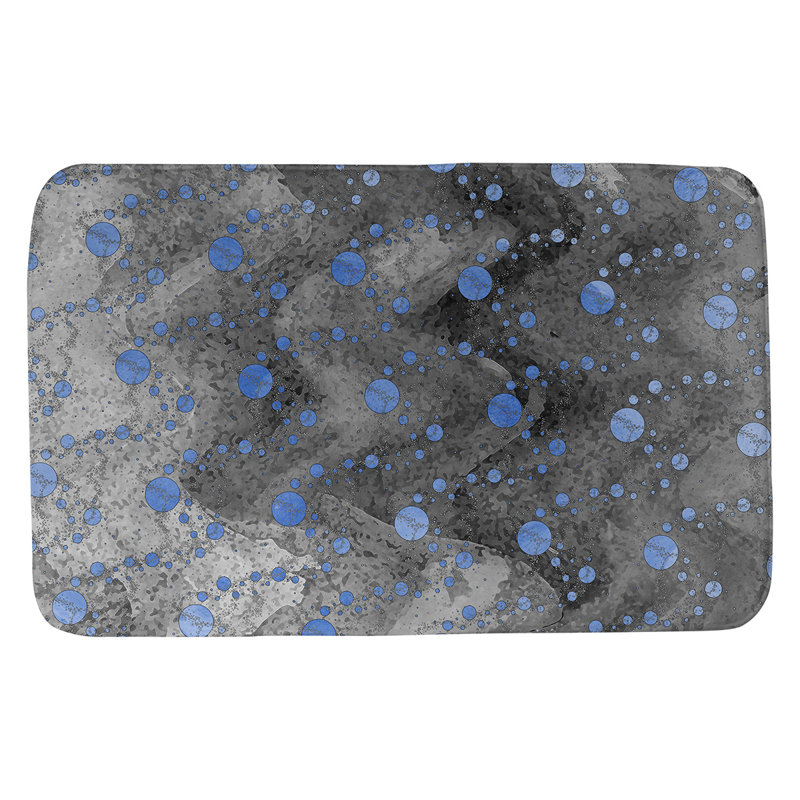 Memory Foam Non-Slip Bath Rug, 21" W x 34" L, Blue/Black