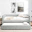 Lit de jour simple en tissu d'ameublement gris foncé et rembourré pour une maison moderne, optimisation de l'espace-1227600937