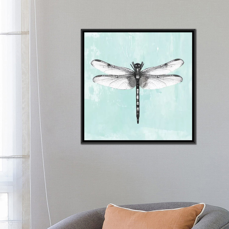 «Dragonfly I», reproduction sur toile, H 18 po x l 18 po x P 1,5 po, Toile avec cadre noir, Pas de tapis