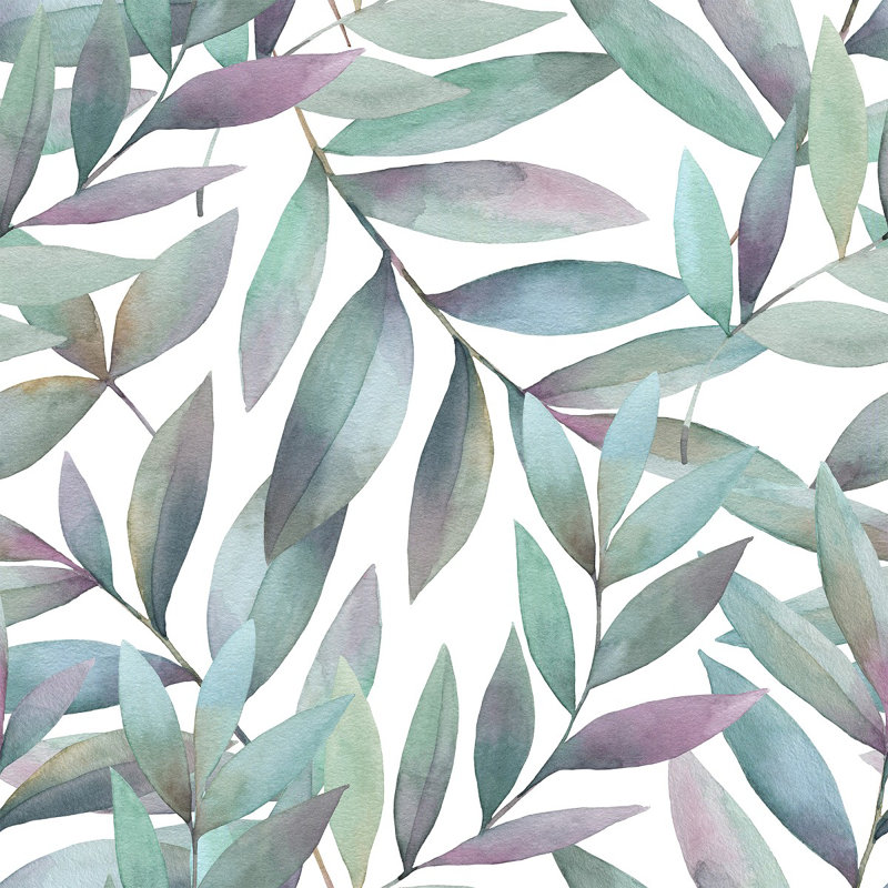 White Wallpaper With Leaves