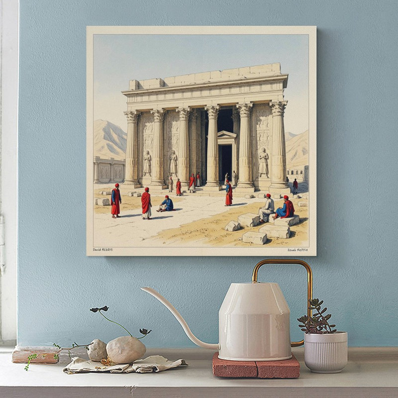 Tableau sur toile « Temple de Wady Dabod » - Affiche vintage - Décoration intérieure, 20 x 20 po