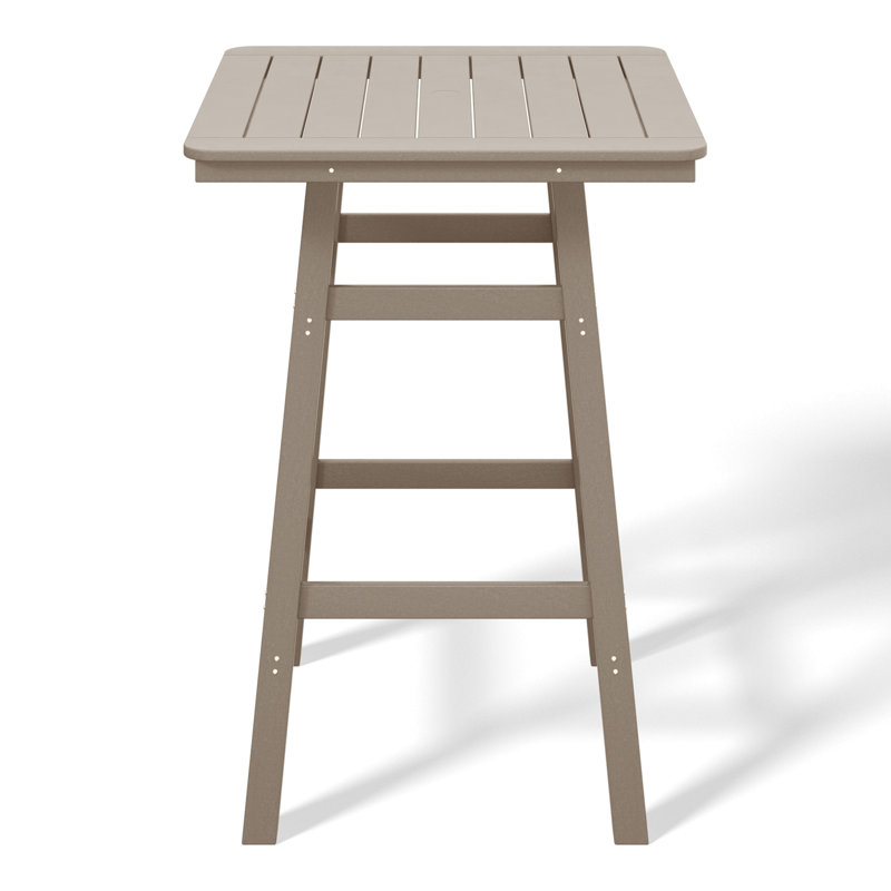 Laguna Square Outdoor Bar Table With Umbrella Hole , 30.7'' in. W 30.7'' in. D, Light Brown