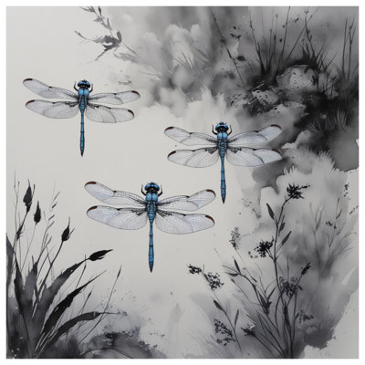 Édredon bleu aquarelle libellule