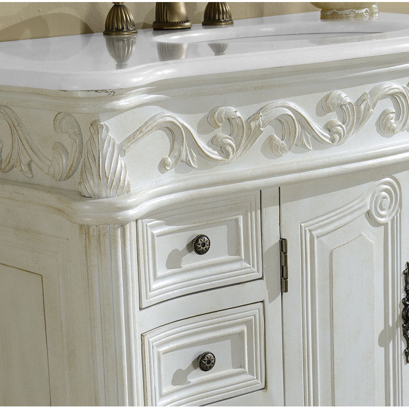 Ensemble de meuble-lavabo simple de 42 po Aurillac, Blanc antique, Blanc pur