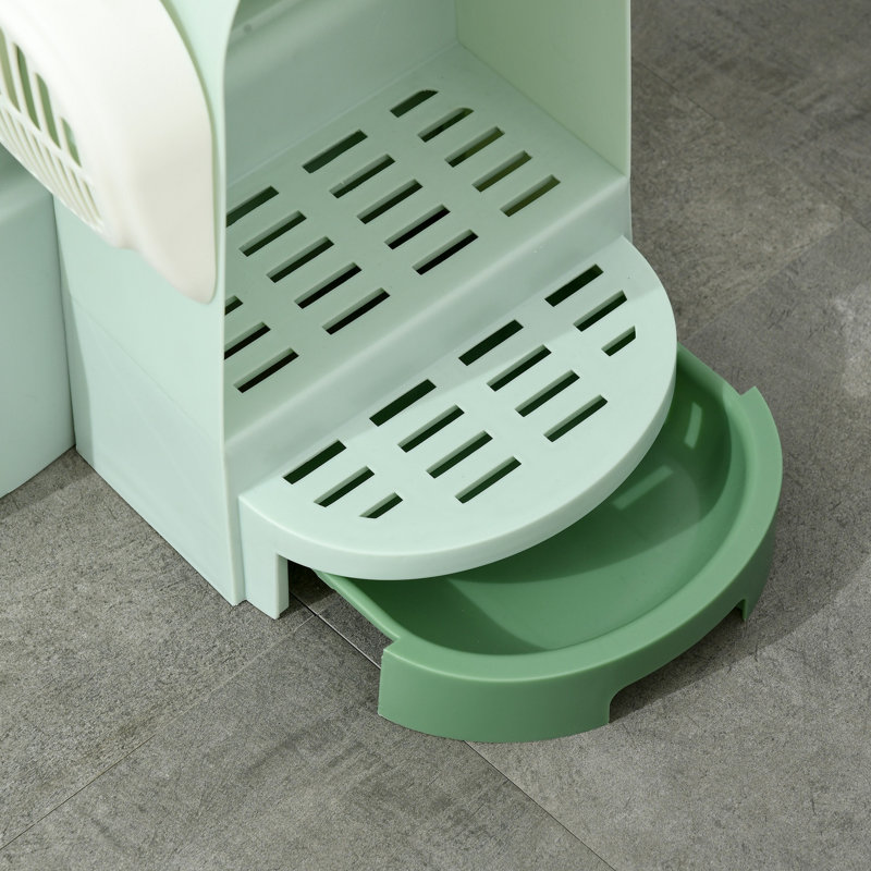 Bac à litière standard fermé avec pelle, bac à litière facile à nettoyer, vert