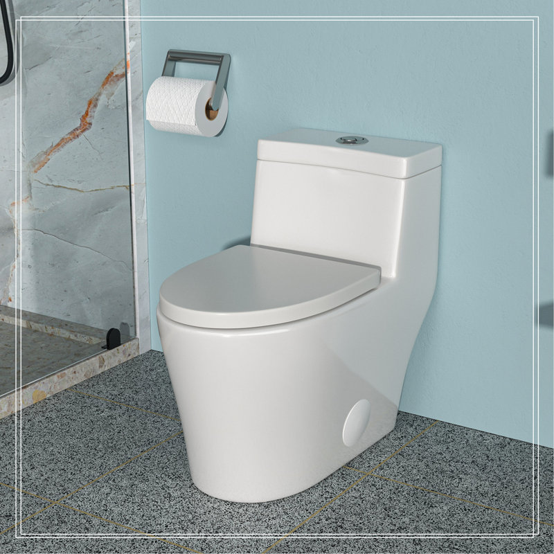 Toilette en céramique une pièce, double chasse avec siège à fermeture en douceur