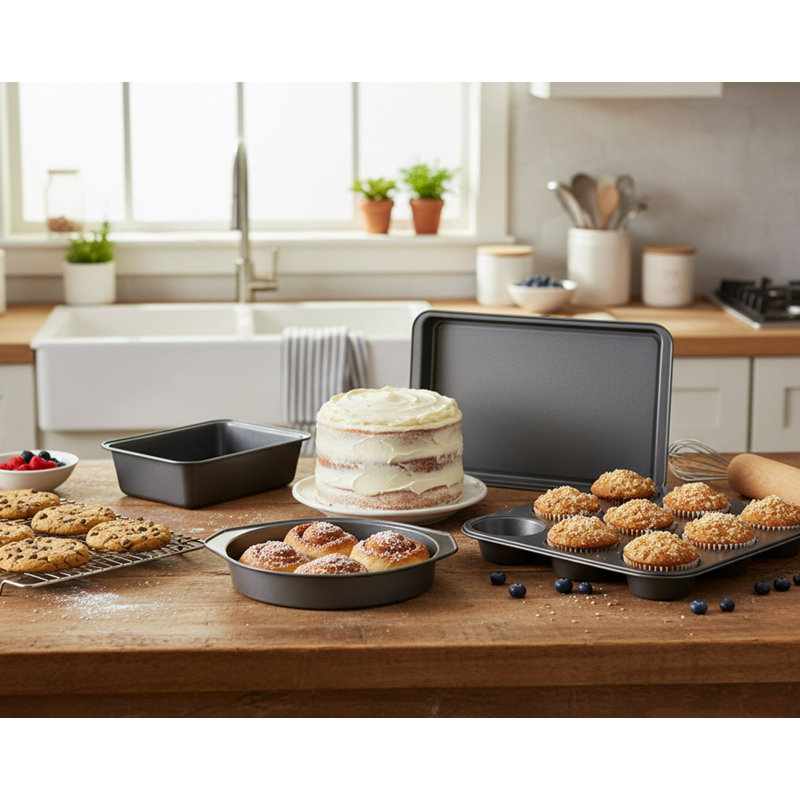 KYEUIN 6 Piece Non-Stick Steel Bakeware Set