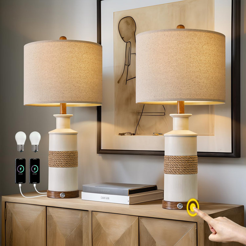 Lampe de fantaisie en résine Gerdie, Crème antique / brun