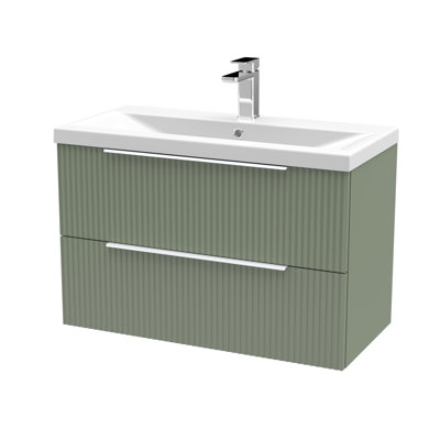 Fluted 810mm Single Bathroom Vanity with Drop In Vitreous China Basin