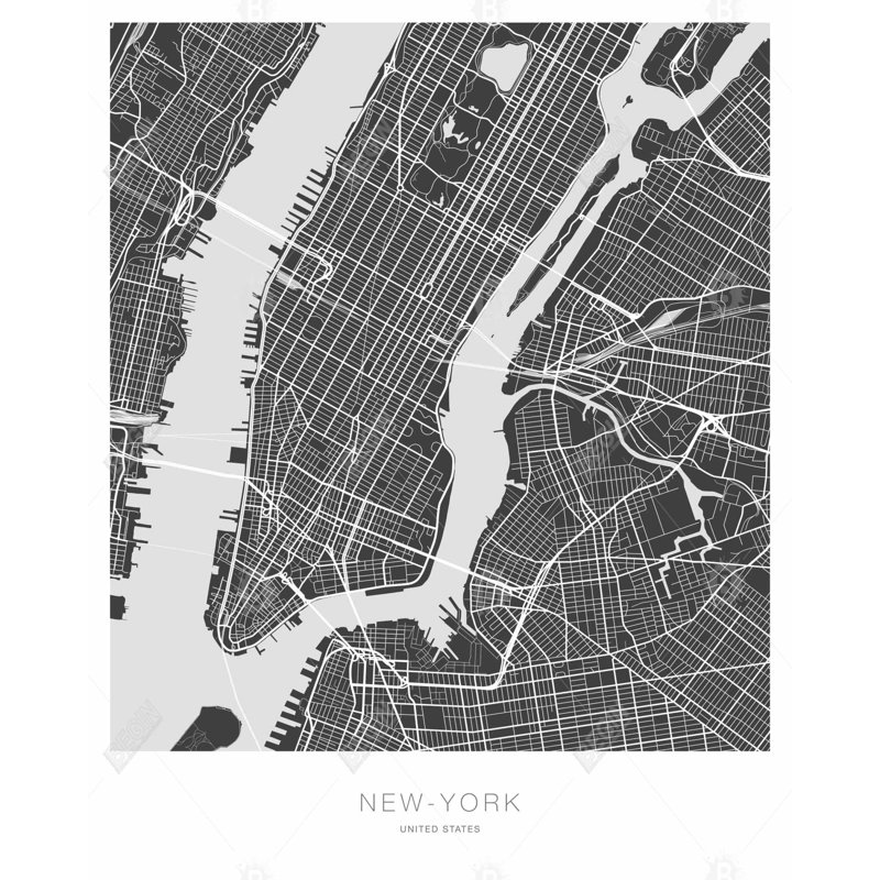 New York Graphic Map Print On Canvas