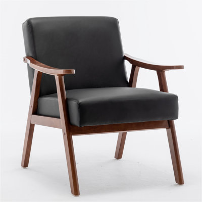 Accent Chair with Upholstery and Solid Wood Frame, Classic Mid-Century Modern Living Room Furniture for Extra Seating
