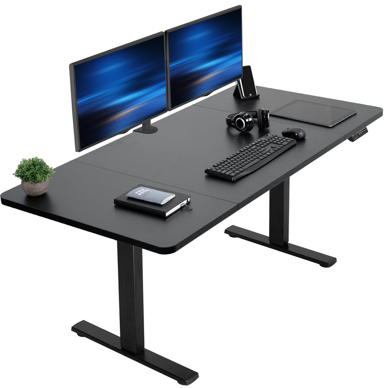 VIVO Single Motor Electric Desk with Push Button Memory Controller, Black/Black, 48.5" H x 60" W x 30" D
