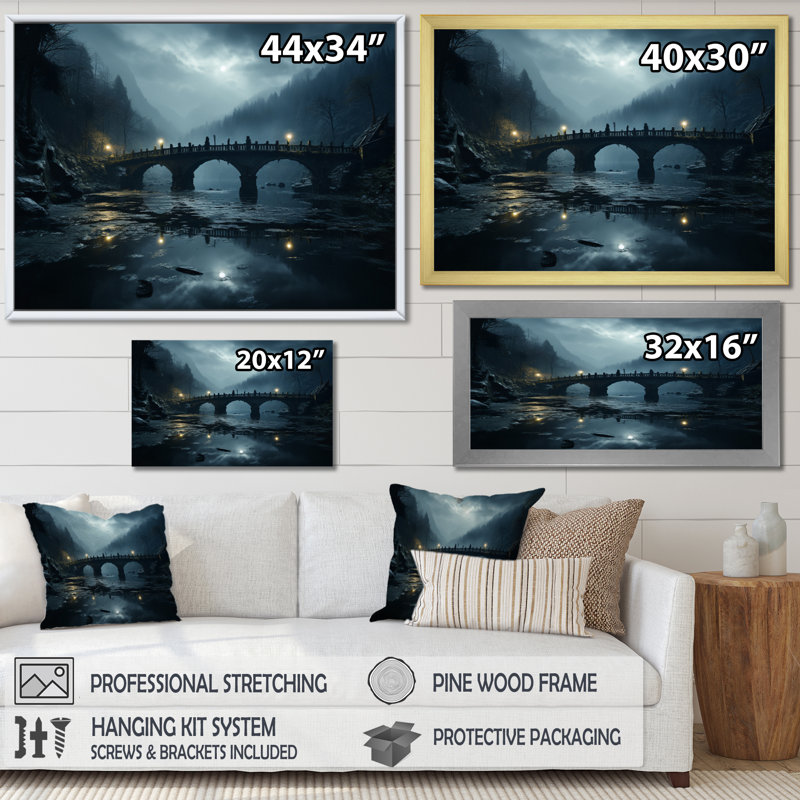 «Blue Bridge In Silence I», impressions d'art mural, Toile tendue, H 24 po x l 32 po x P 1 po