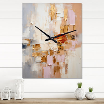 Sudden Blossoming In Vintage Gold III - Modern Geometric Vintage Wall Clock