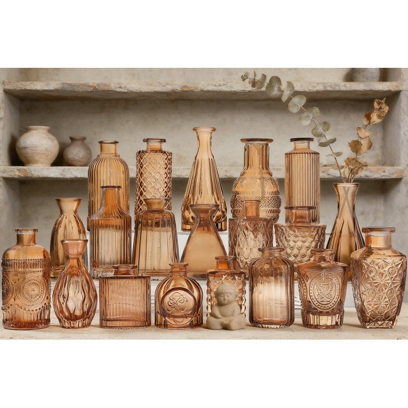 Ensemble de 20 vases en verre Amber