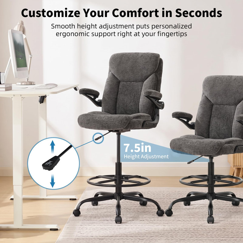 Rebrilliant Fabric Drafting Chair, Green