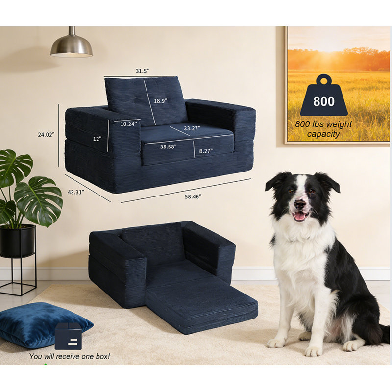Compression Human Dog Sofa Bed, Dark Blue